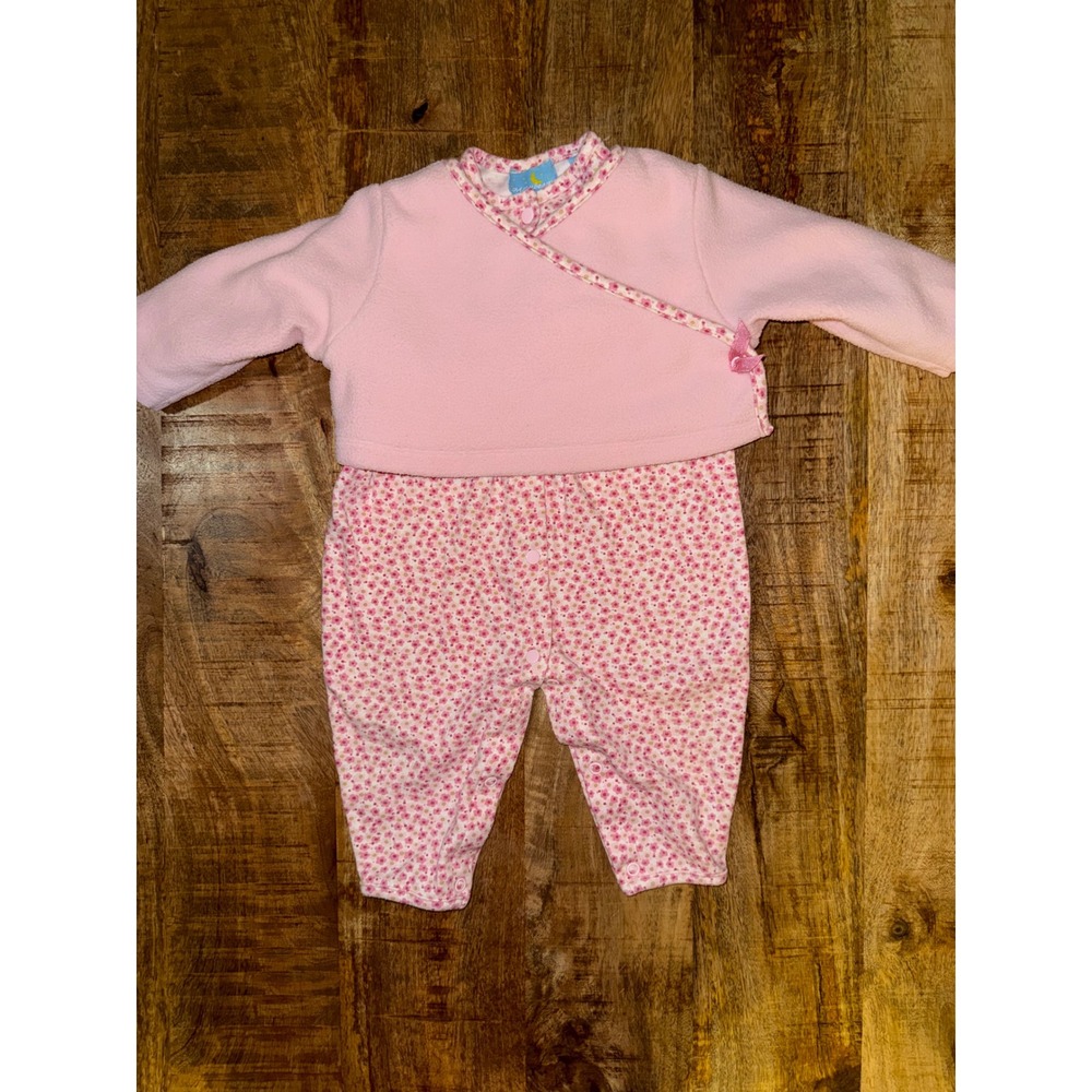 Moonbeams Baby Girls Pink Floral Romper and Fleece Cardigan Set 6-9 Months